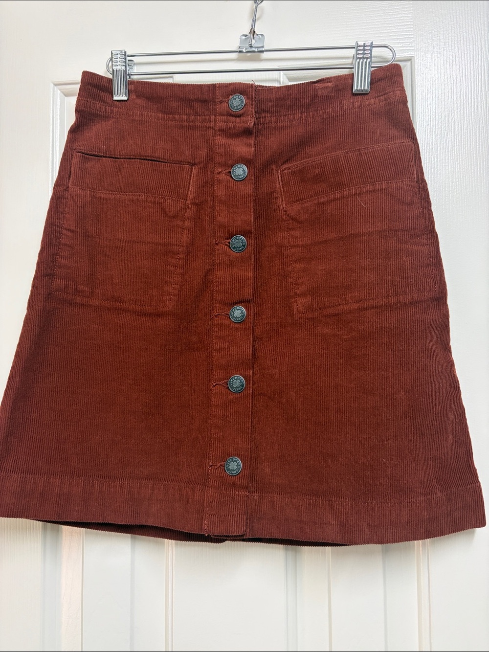 Lucky brand Button-Front Corduroy A-Line Skirt in Deep Rust